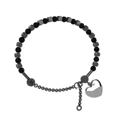Mitra Kalp Bilezik - Siyah zirkon 925 ayar siyah rodyum kaplama gümüş bilezik #1t215zq