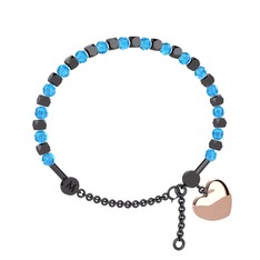 Mitra Kalp Bilezik - Akuamarin 925 ayar siyah rodyum kaplama gümüş bilezik #1ygx5v2