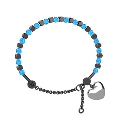 Mitra Kalp Bilezik - Akuamarin 925 ayar siyah rodyum kaplama gümüş bilezik #b0aoeo