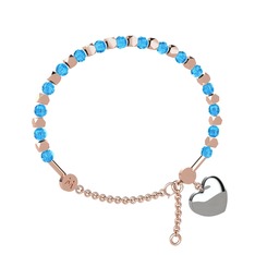 Akuamarin 925 ayar rose altın kaplama gümüş bilezik