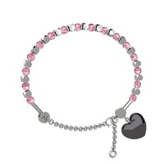 Pembe kuvars 18 ayar beyaz altın bilezik