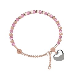 Pembe kuvars 925 ayar rose altın kaplama gümüş bilezik