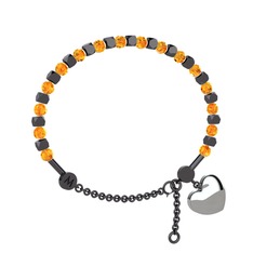 Mitra Kalp Bilezik - Sitrin 925 ayar siyah rodyum kaplama gümüş bilezik #s2mdek