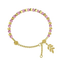 Pembe kuvars 14 ayar altın bilezik