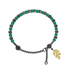 Mitra Başak Bilezik - Kök zümrüt 925 ayar siyah rodyum kaplama gümüş bilezik #1f57ynp