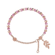 Pembe kuvars 925 ayar rose altın kaplama gümüş bilezik
