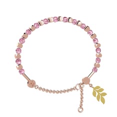 Pembe kuvars 925 ayar rose altın kaplama gümüş bilezik