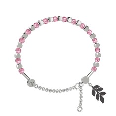 Mitra Başak Bilezik - Pembe kuvars 8 ayar beyaz altın bilezik #ehu5kd