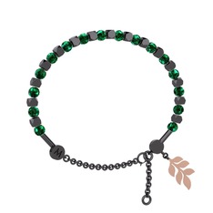 Mitra Başak Bilezik - Yeşil kuvars 925 ayar siyah rodyum kaplama gümüş bilezik #l2g3h1