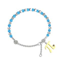 Mitra Pi Bilezik - Akuamarin ve ametist 18 ayar beyaz altın bilezik #10knvre