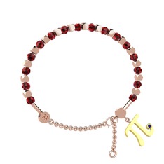 Garnet ve lab safir 18 ayar rose altın bilezik