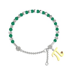 Kök zümrüt ve kök yakut 18 ayar beyaz altın bilezik