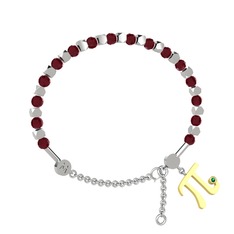 Mitra Pi Bilezik - Kök yakut ve yeşil kuvars 18 ayar beyaz altın bilezik #10zc2ol