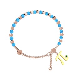 Mitra Pi Bilezik - Akuamarin ve yeşil kuvars 18 ayar rose altın bilezik #127x481