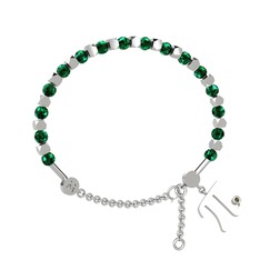 Mitra Pi Bilezik - Yeşil kuvars ve peridot 8 ayar beyaz altın bilezik #13gpret