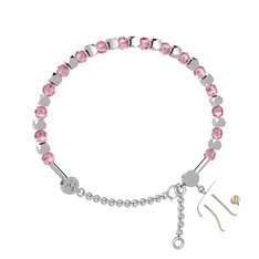 Pembe kuvars ve sitrin 14 ayar beyaz altın bilezik