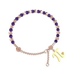 Mitra Pi Bilezik - Ametist ve sitrin 925 ayar rose altın kaplama gümüş bilezik #16exmkp