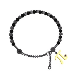 Siyah zirkon ve ametist 925 ayar siyah rodyum kaplama gümüş bilezik