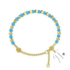 Mitra Pi Bilezik - Akuamarin ve lab safir 925 ayar altın kaplama gümüş bilezik #18suqfu