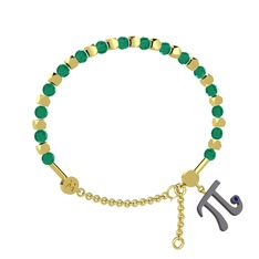 Mitra Pi Bilezik - Kök zümrüt ve lab safir 8 ayar altın bilezik #18ygkpj