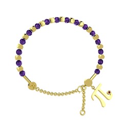 Mitra Pi Bilezik - Ametist ve kök yakut 925 ayar altın kaplama gümüş bilezik #19fptgl