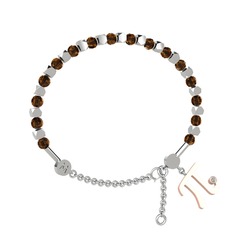 Mitra Pi Bilezik - Dumanlı kuvars ve swarovski 18 ayar beyaz altın bilezik #1b0f4um