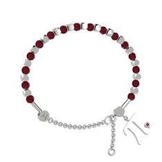 Mitra Pi Bilezik - Kök yakut ve rodolit garnet 14 ayar beyaz altın bilezik #1bdzutf