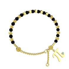 Mitra Pi Bilezik - Siyah zirkon ve akuamarin 18 ayar altın bilezik #1bzn4fh