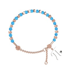 Akuamarin ve siyah zirkon 18 ayar rose altın bilezik