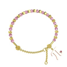 Mitra Pi Bilezik - Pembe kuvars ve rodolit garnet 18 ayar altın bilezik #1dkqzb5