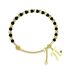 Mitra Pi Bilezik - Siyah zirkon ve kök yakut 14 ayar altın bilezik #1dt5phw