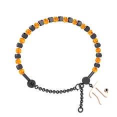 Mitra Pi Bilezik - Sitrin ve siyah zirkon 925 ayar siyah rodyum kaplama gümüş bilezik #1e0ajqs