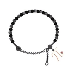 Mitra Pi Bilezik - Siyah zirkon ve rodolit garnet 925 ayar siyah rodyum kaplama gümüş bilezik #1fhgecj