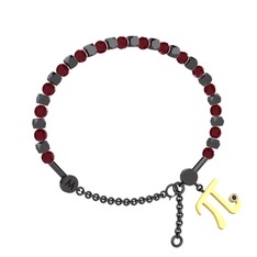 Kök yakut ve ametist 925 ayar siyah rodyum kaplama gümüş bilezik