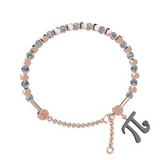 Mitra Pi Bilezik - Beyaz zirkon ve kök zümrüt 18 ayar rose altın bilezik #1hdv6he