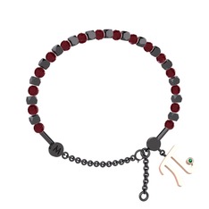 Mitra Pi Bilezik - Kök yakut ve yeşil kuvars 925 ayar siyah rodyum kaplama gümüş bilezik #1hj1tbk