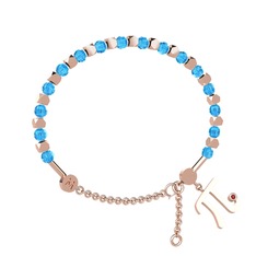 Akuamarin ve garnet 8 ayar rose altın bilezik