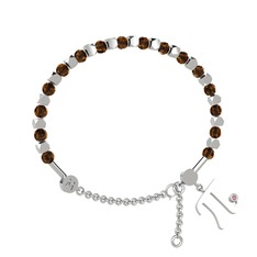 Mitra Pi Bilezik - Dumanlı kuvars ve pembe kuvars 18 ayar beyaz altın bilezik #1jb8q4h