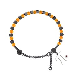 Mitra Pi Bilezik - Sitrin ve kök yakut 925 ayar siyah rodyum kaplama gümüş bilezik #1lm2m47