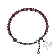 Mitra Pi Bilezik - Kök yakut ve akuamarin 925 ayar siyah rodyum kaplama gümüş bilezik #1nnfykw