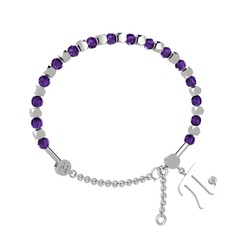 Ametist ve swarovski 8 ayar beyaz altın bilezik
