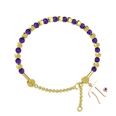 Mitra Pi Bilezik - Ametist ve kök yakut 8 ayar altın bilezik #1obk50r