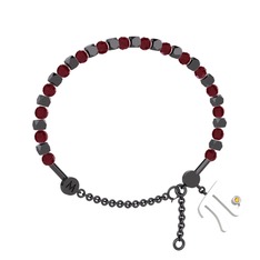 Mitra Pi Bilezik - Kök yakut ve sitrin 925 ayar siyah rodyum kaplama gümüş bilezik #1qphd30