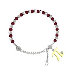 Mitra Pi Bilezik - Kök yakut ve akuamarin 18 ayar beyaz altın bilezik #1rd55r7