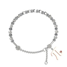 Beyaz zirkon ve garnet 18 ayar beyaz altın bilezik