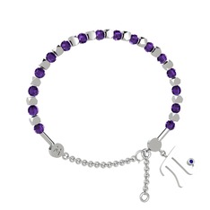 Ametist ve lab safir 14 ayar beyaz altın bilezik