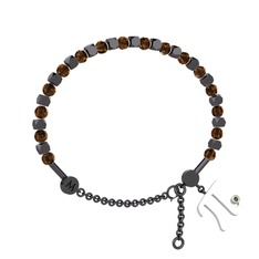 Mitra Pi Bilezik - Dumanlı kuvars ve peridot 925 ayar siyah rodyum kaplama gümüş bilezik #1vmnute