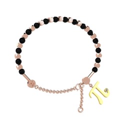 Siyah zirkon ve pırlanta 18 ayar rose altın bilezik (0.015 karat)