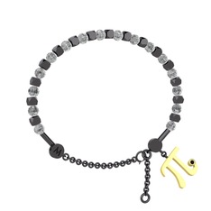 Beyaz zirkon ve siyah zirkon 925 ayar siyah rodyum kaplama gümüş bilezik