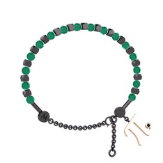 Mitra Pi Bilezik - Kök zümrüt ve siyah zirkon 925 ayar siyah rodyum kaplama gümüş bilezik #1wkaxak